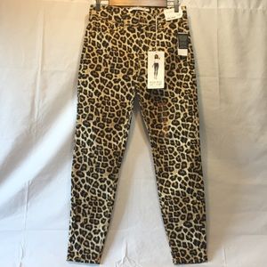 Celebrity Pink High Rise Leopard Print Jeans - Tan Black Brown